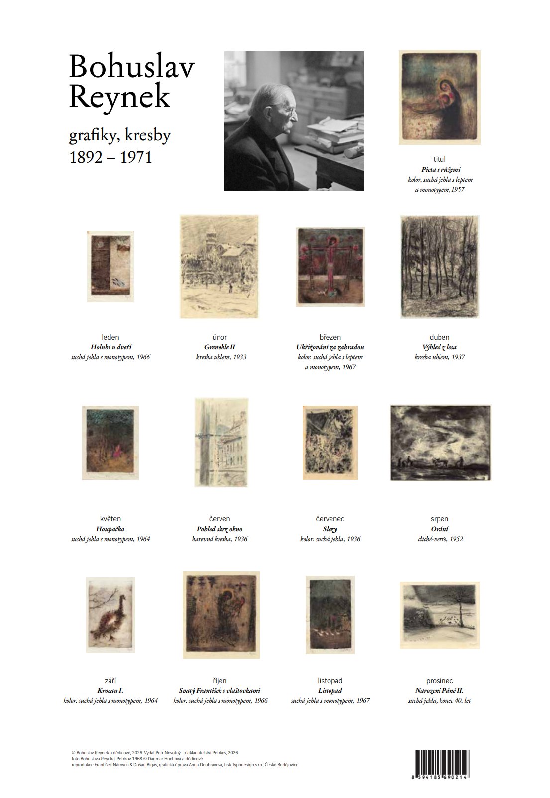 BOHUSLAV REYNEK GRAFIKY, KRESBY 2027 NÁSTĚNNÝ KALENDÁŘ